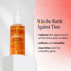 DERMA E Huile anti-rides pour le cou, hydratation délicate et durable.