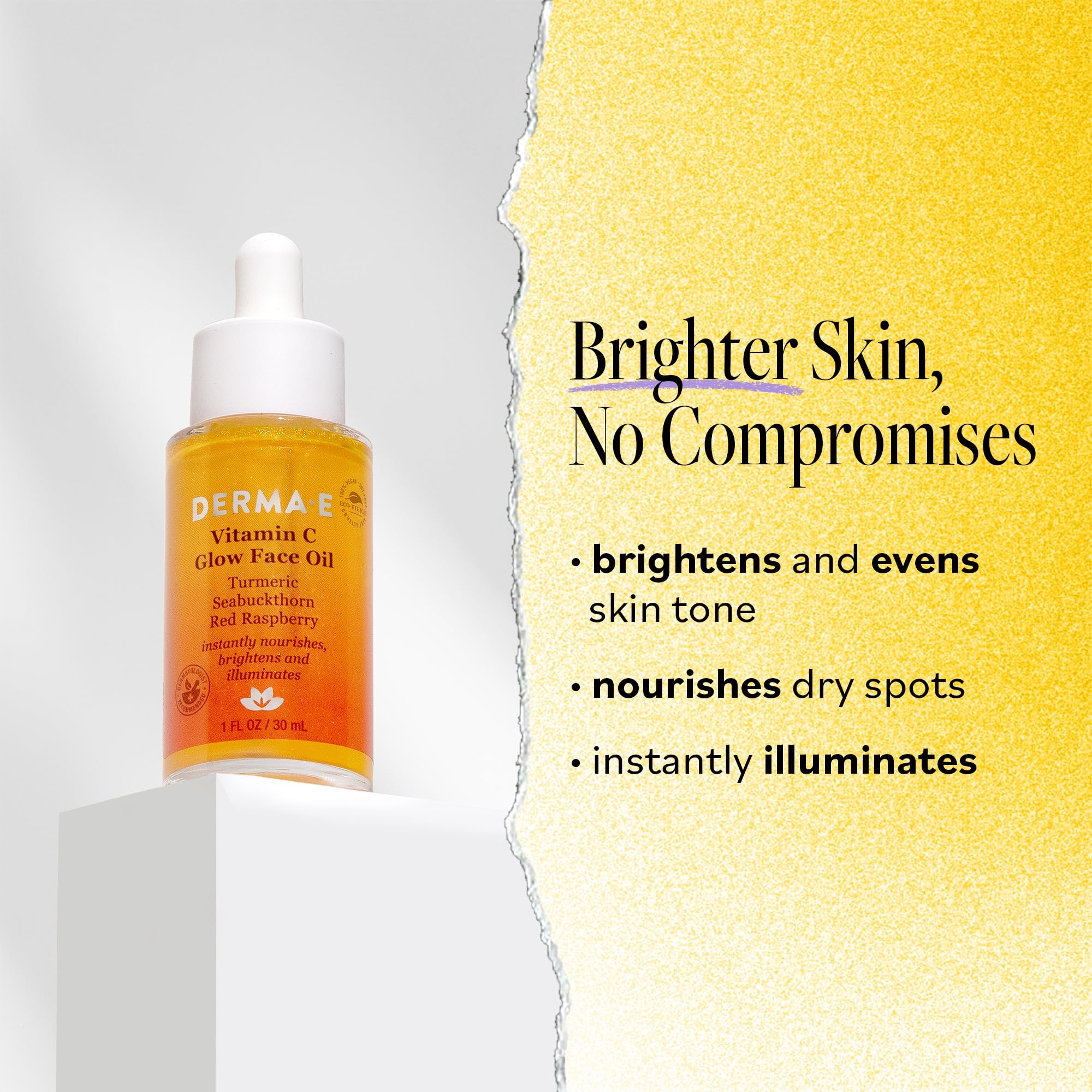 Derma E Huile Visage Éclat Naturel — texture légère pour toutes les peaux
