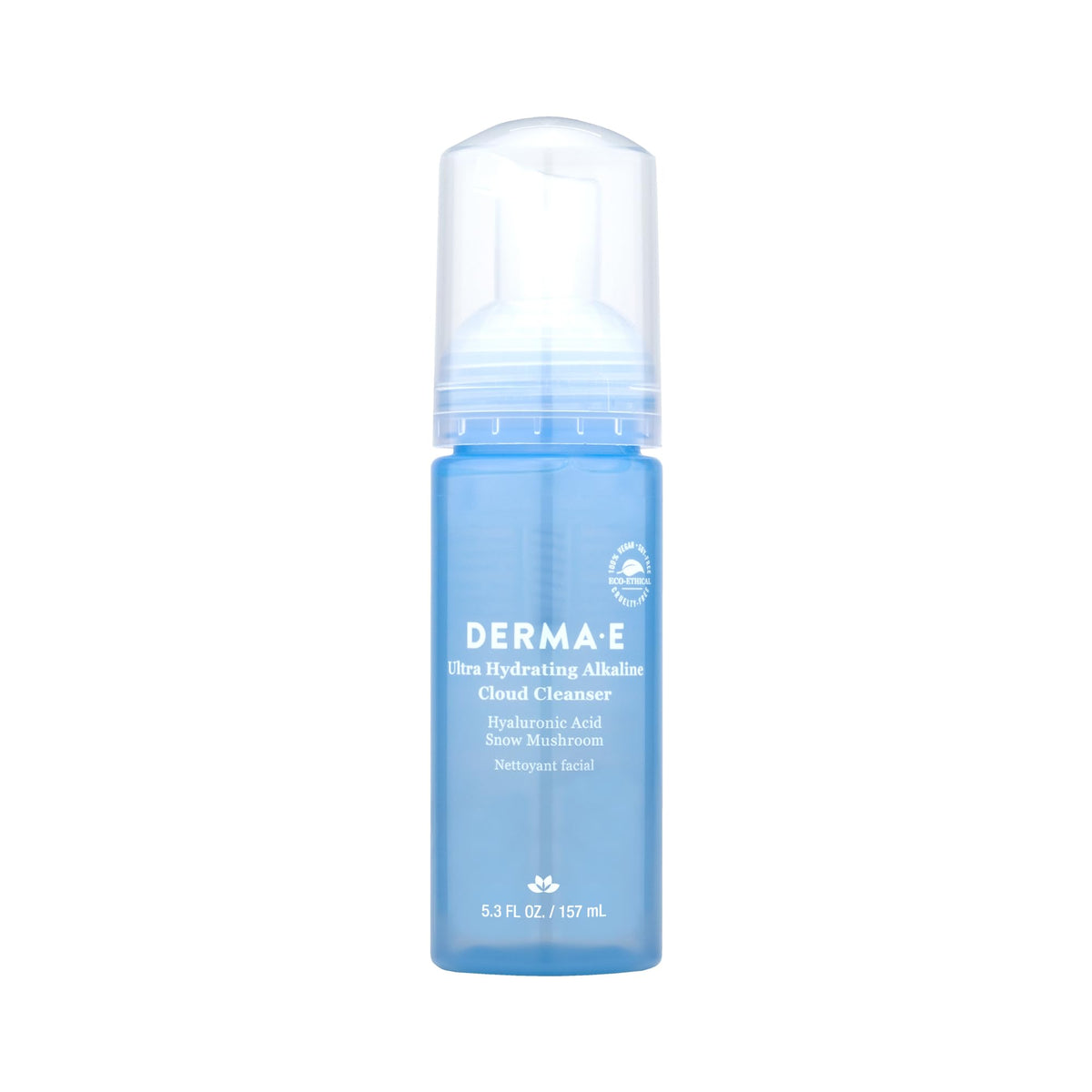 Derma E lavage-visage mousse hydratante, texture légère pour peau douce après lavage.