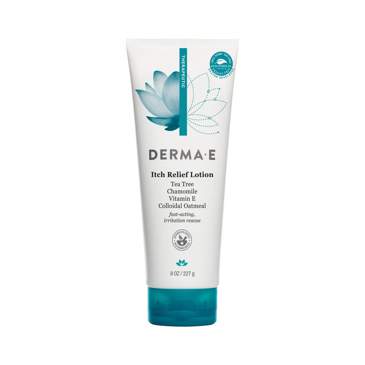 Bouteille Derma E: lotion apaisante anti-démangeaisons pour peau sèche.