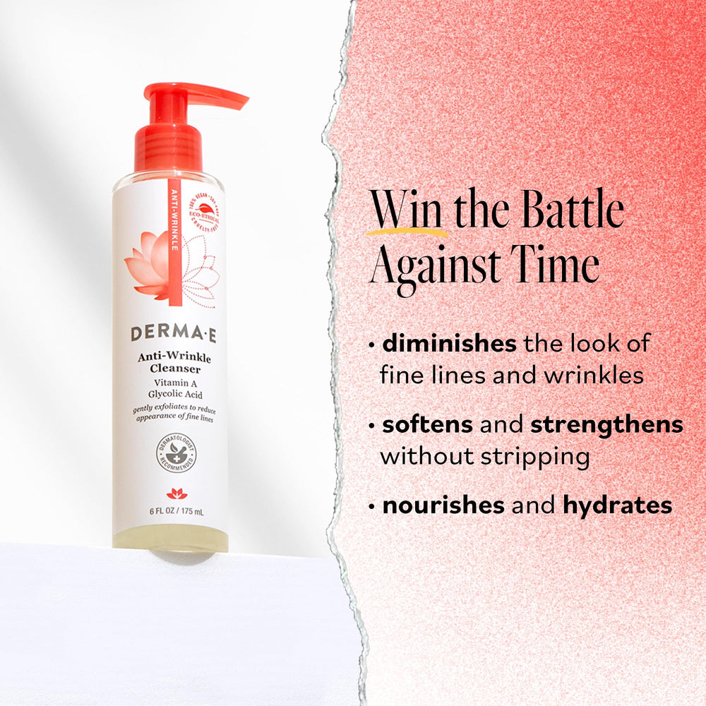 Derma E nettoyant anti rides - mousse legere sur la peau.