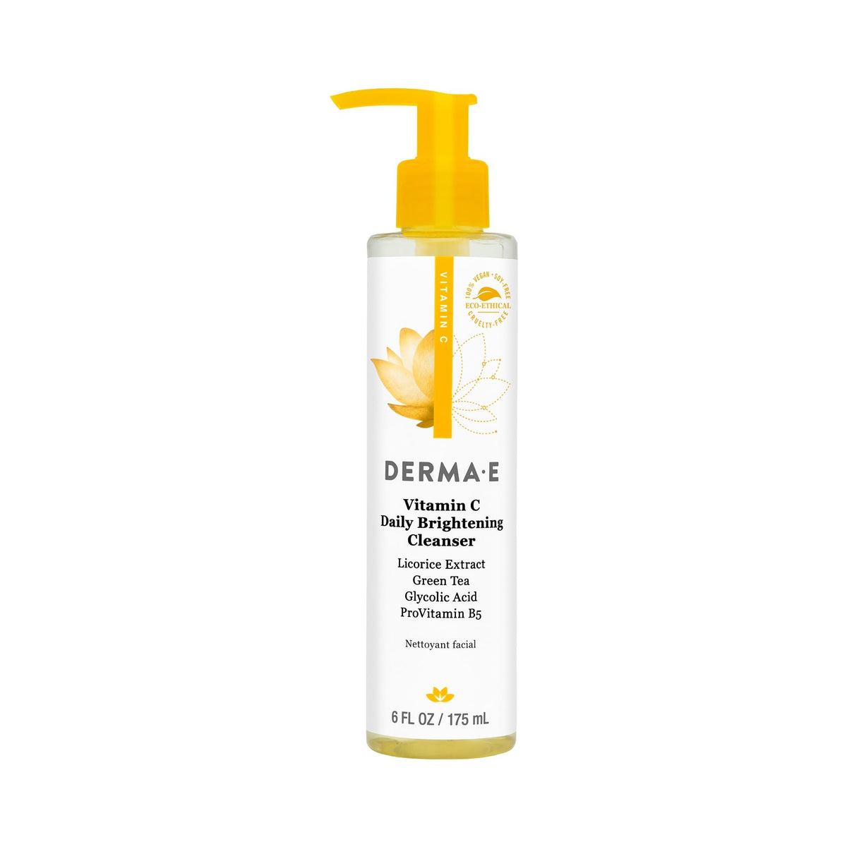 Derma E nettoyant vitamine C, bouteille pompe pour une utilisation quotidienne.