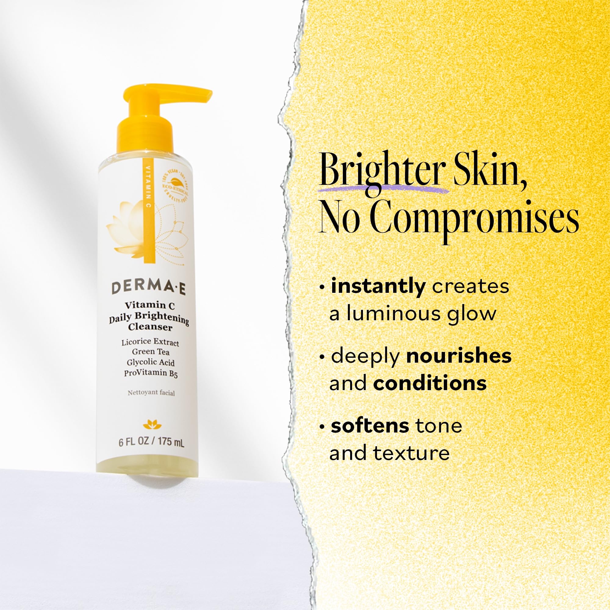 Texture mousse crèmeuse Nettoyant Derma E vitamine C.