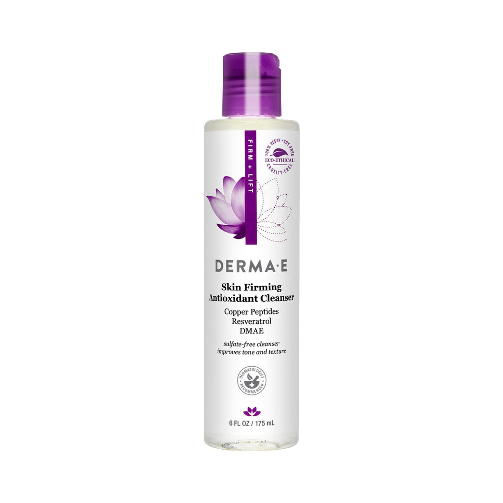 Derma E nettoyant raffermissant bouteille—raffermit et purifie la peau.
