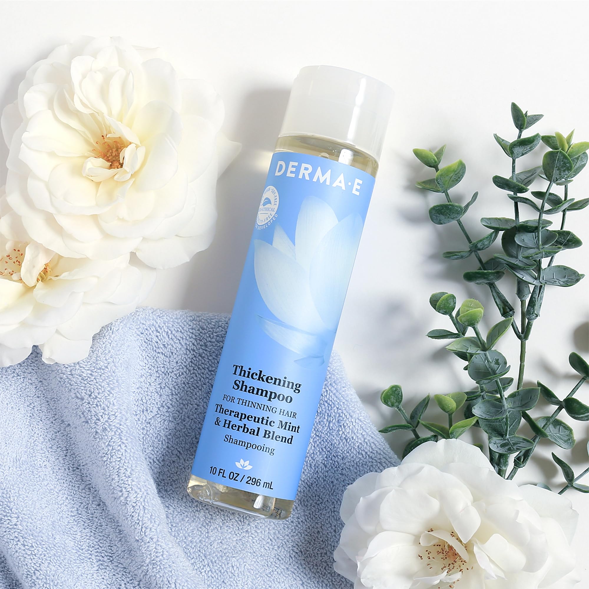 Panthenol hydratant Derma E nourrit cuir chevelu et cheveux.