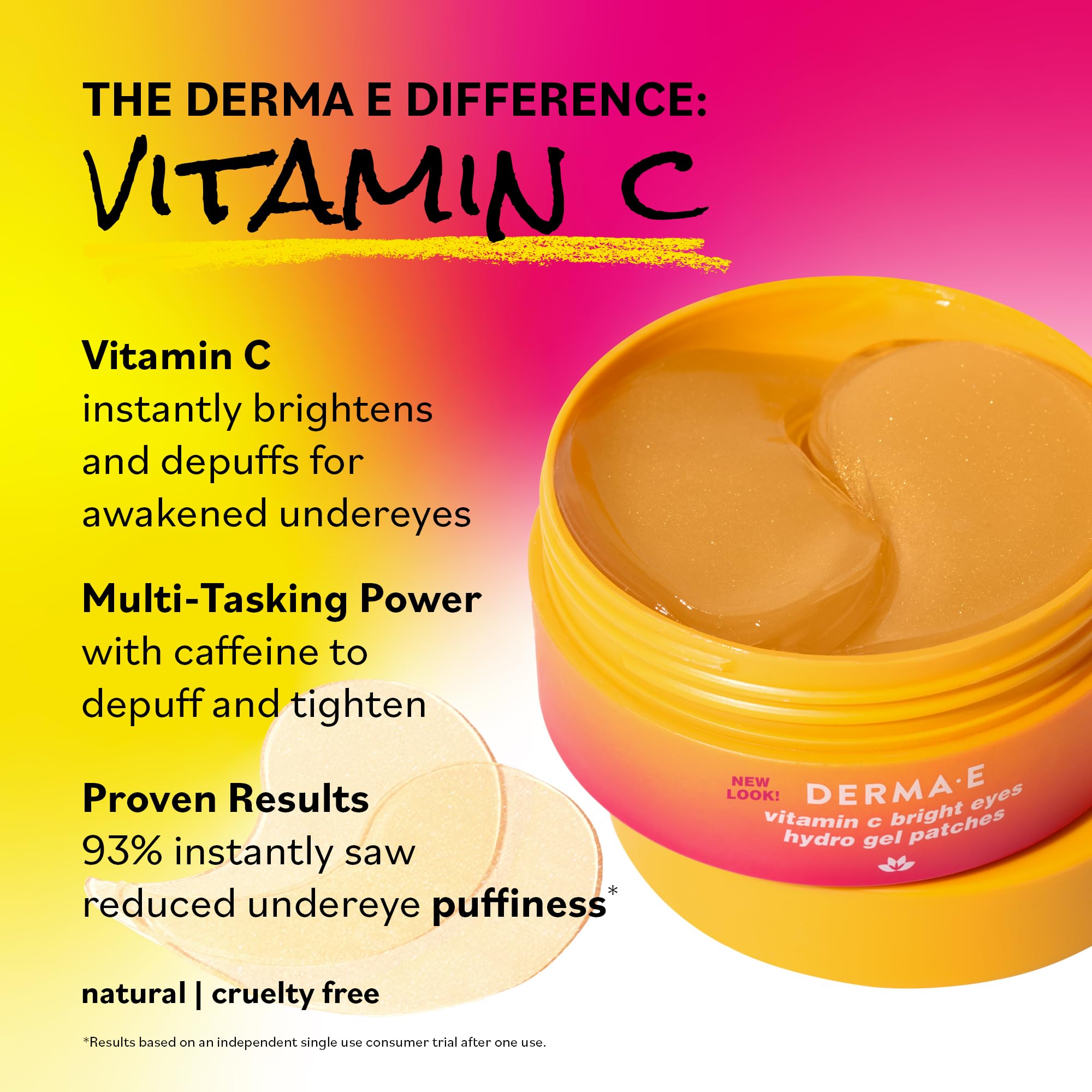 Patch hydrogel Derma E Yeux hyaluronate de sodium hydratation durable