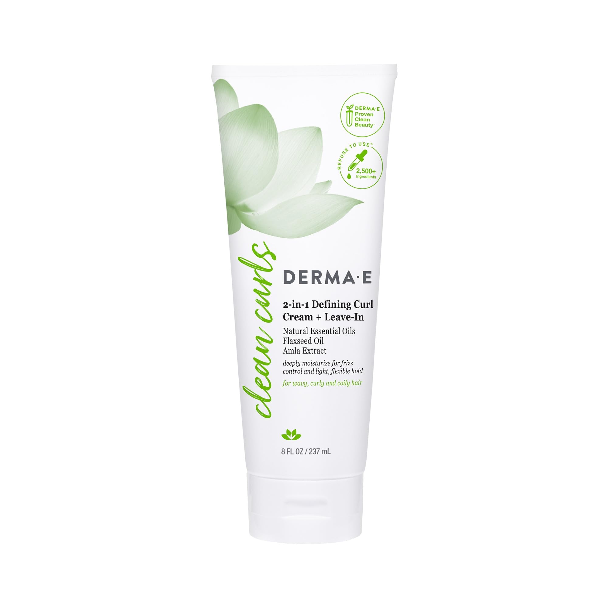 DERMA E Ramos 2-en-1 dans sa bouteille, définition naturelle des boucles.