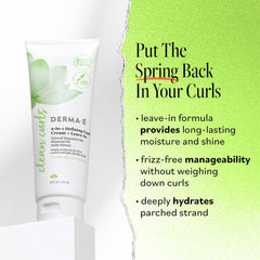 Application de DERMA E Ramos sur cheveux pour définir et hydrater les boucles.