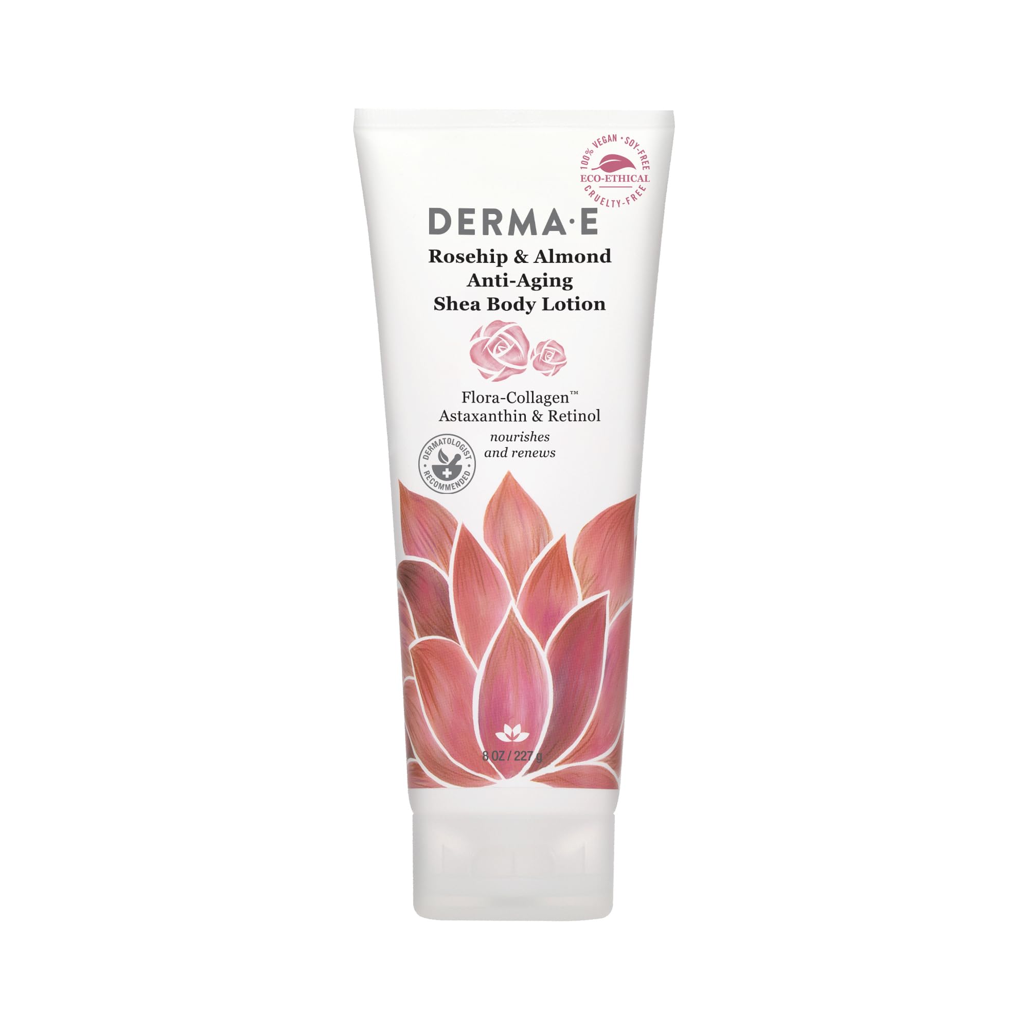 Flacon Derma E, lotion corps hydratante légère.