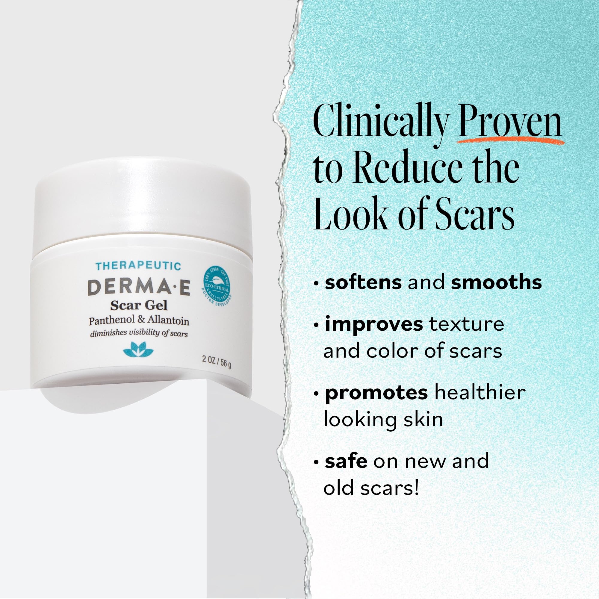 Derma E Scar Gel lors de l application, massage doux pour lisser les cicatrices