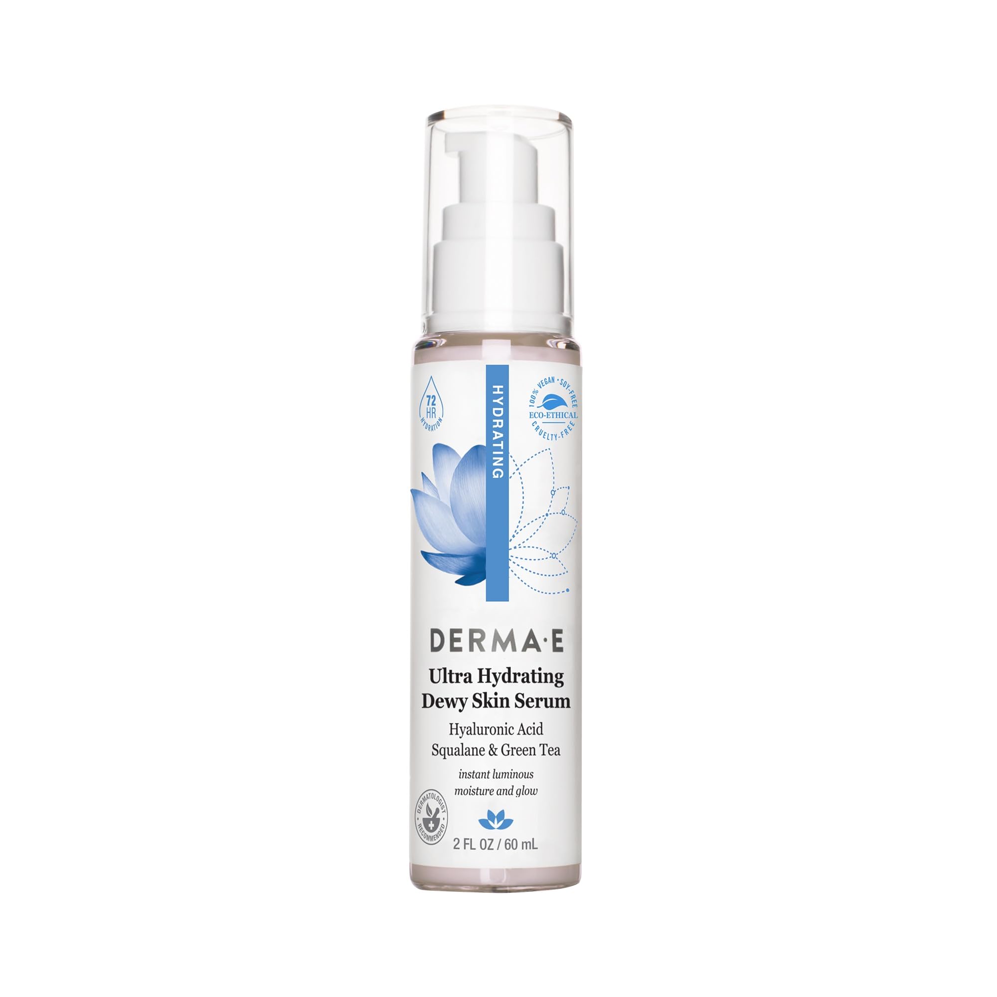 DERMA E – bouteille du sérum hydratant prête à hydrater durablement la peau