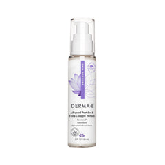 DERMA E Sérum Peptides Flora-Collagen, flacon, hydratation renforcée et peau plus souple.