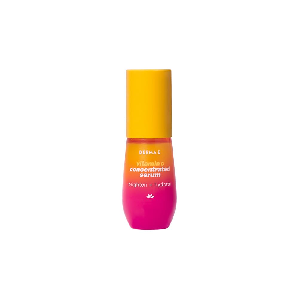 DERMA E sérum vitamine C acide hyaluronique pour hydratation intense et peau lumineuse.