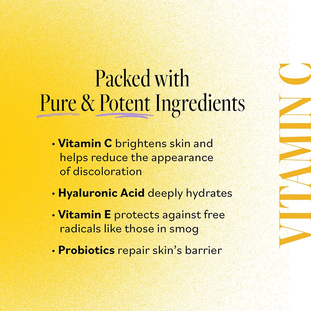 Étiquette Derma E Serum vitamine C, antioxydants pour protection potentielle.