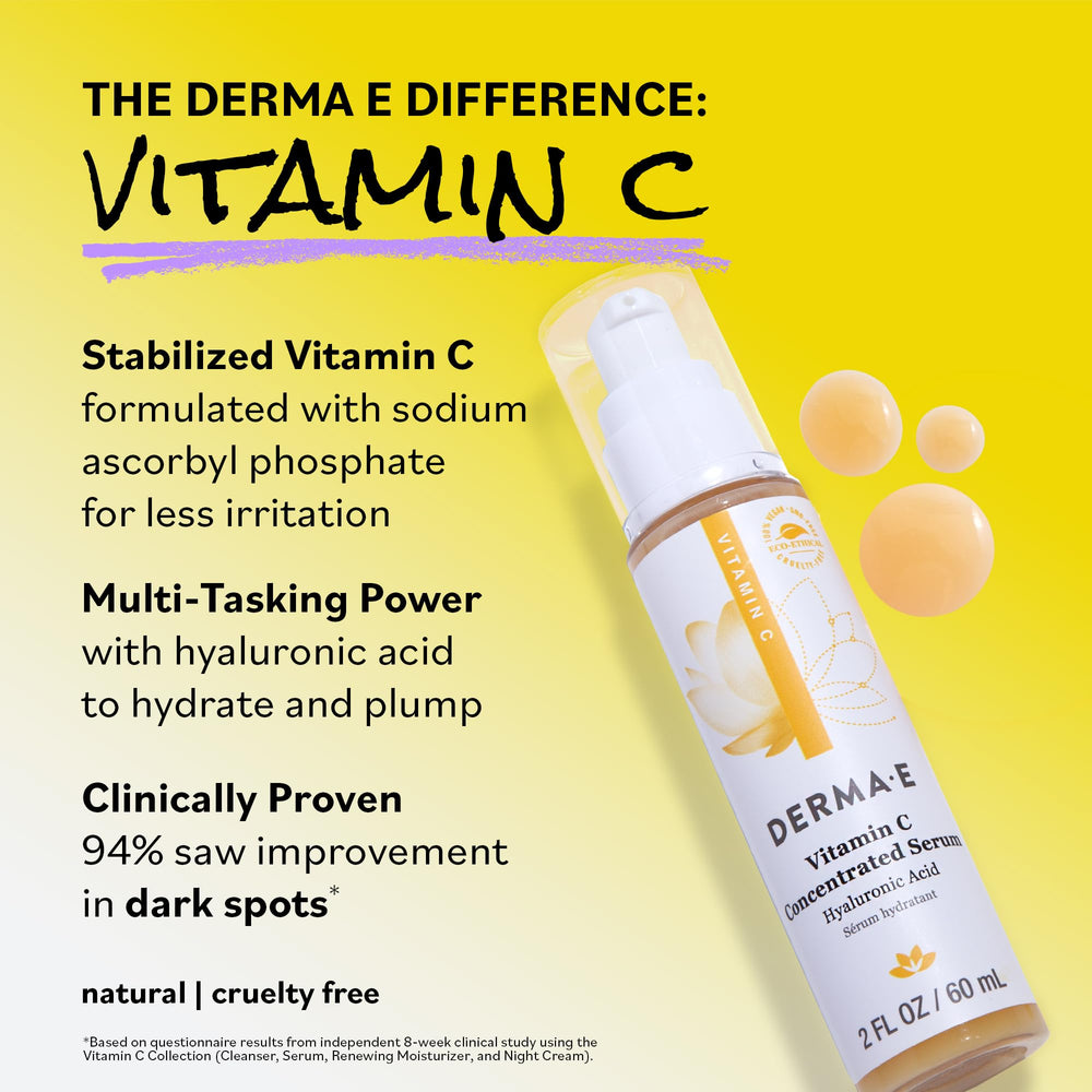 Derma E Serum vitamine C et aloe, douceur après chaque utilisation.