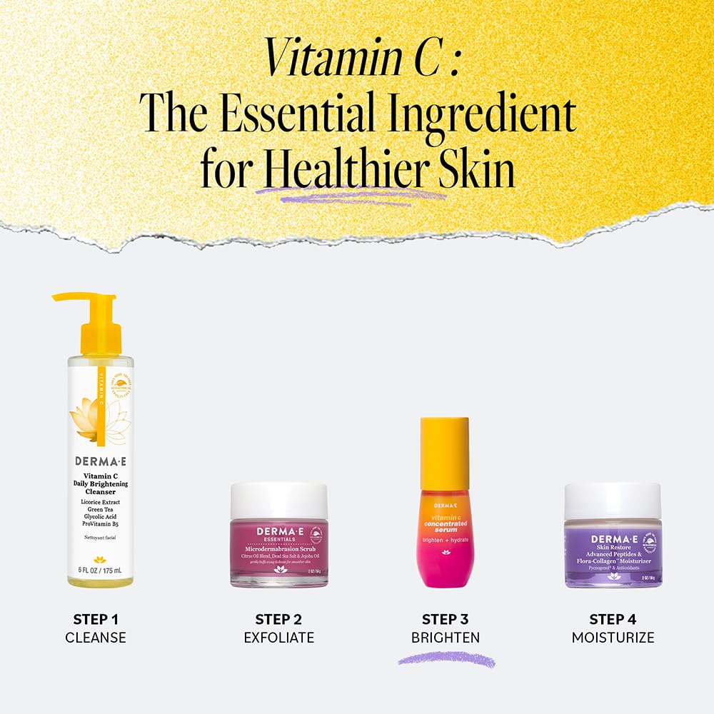 DERMA E sérum vitamine C usage quotidien matin et soir.
