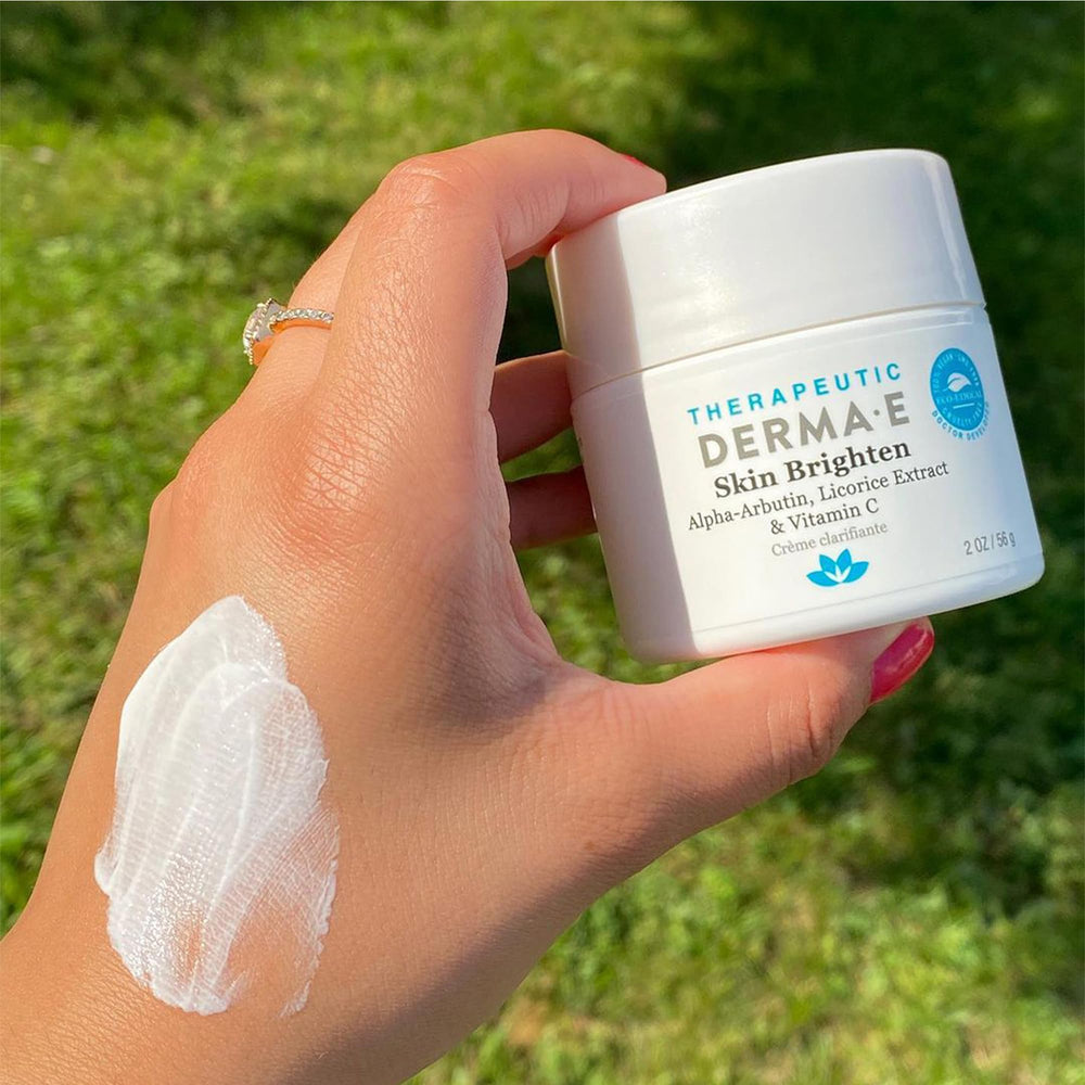 Derma E Skin Brightening Cream on shelf ready for purchase and routine