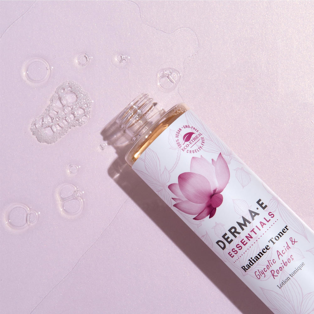 Tonique DERMA E Éclat emballage recyclable et sans cruauté