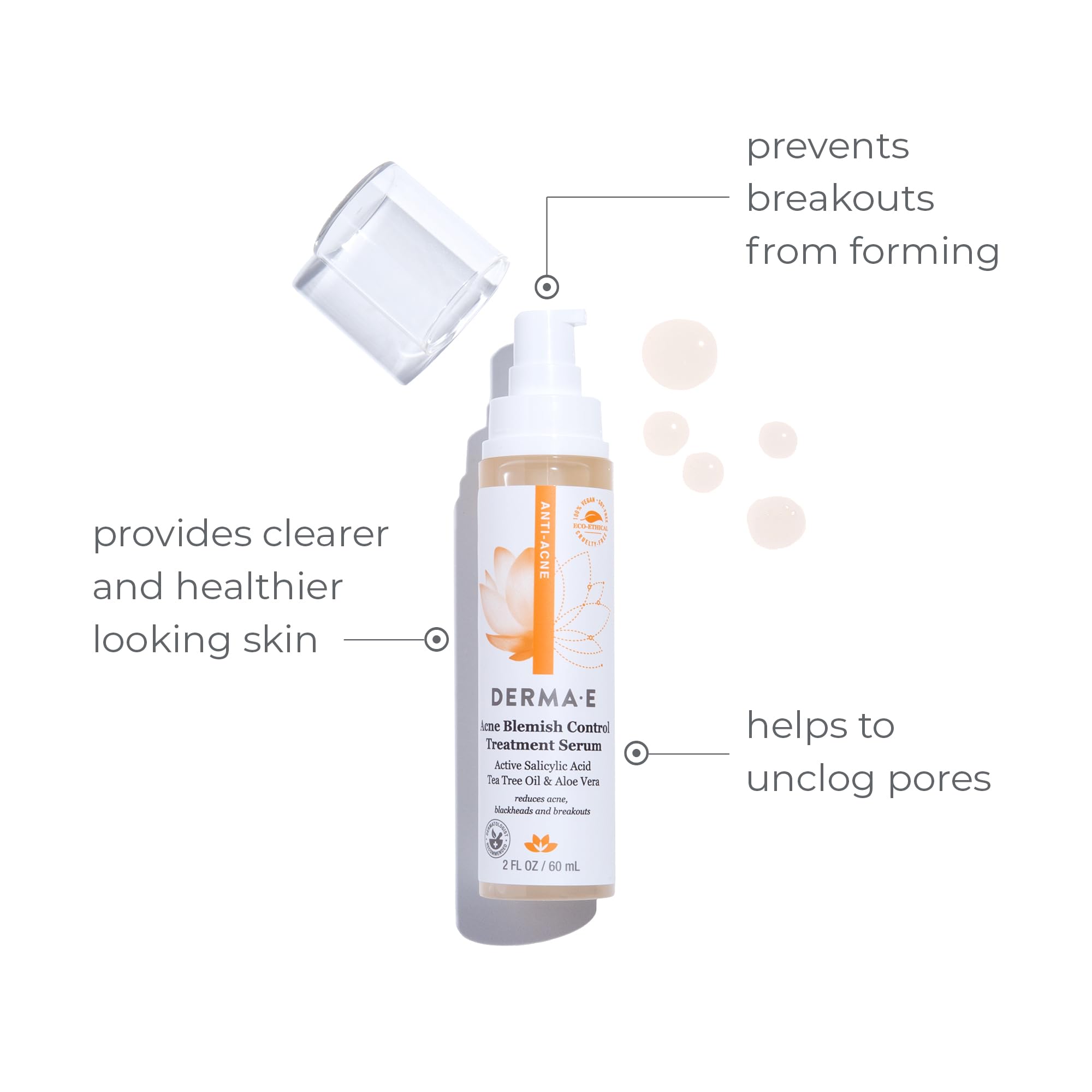 Derma E Acne Spot Treatment, action ciblée sur les boutons pour zones éclaircies.