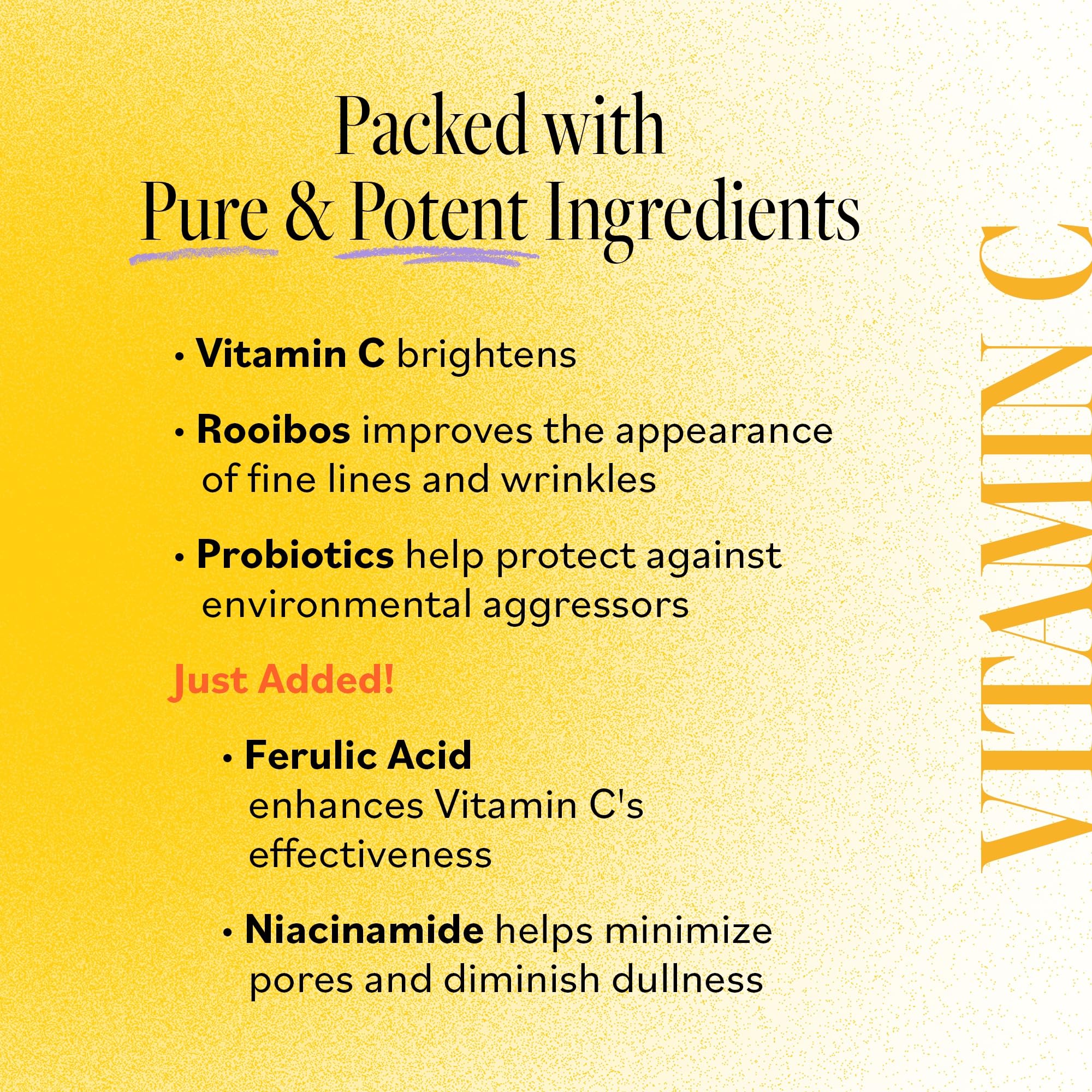 Ingrédients probiotiques et vitamine C dans la crème visage Derma E.