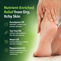 Derma-Nu foot oil being applied on feet for soothing relief
