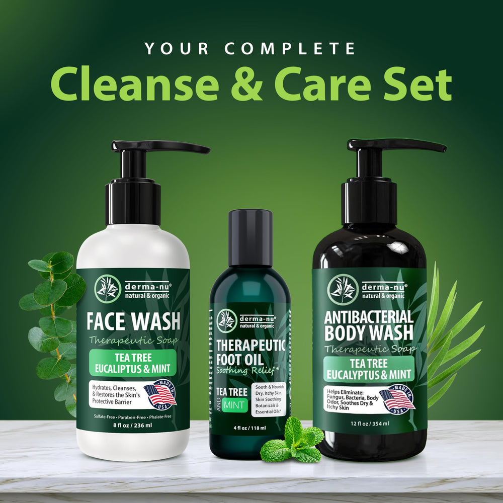 Derma-Nu packaging shows USA-made, sulfate-free foot care
