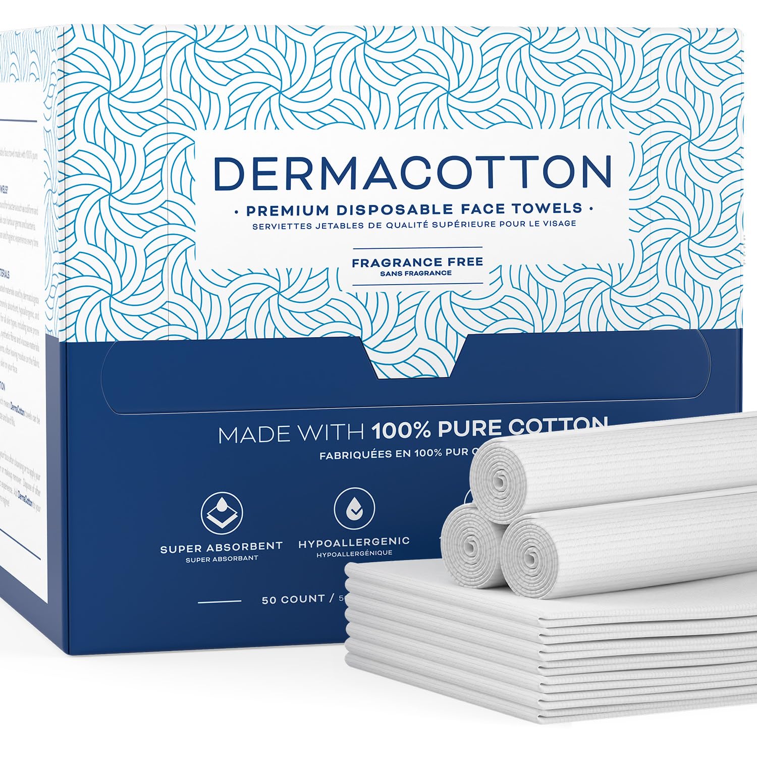Dermacotton emballage XL, lingettes visage pratiques pour routine propre