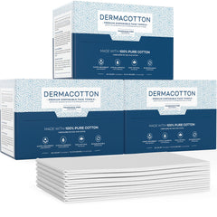 Dermacotton serviettes visage jetables en coton pur pour un nettoyage sans résidu.