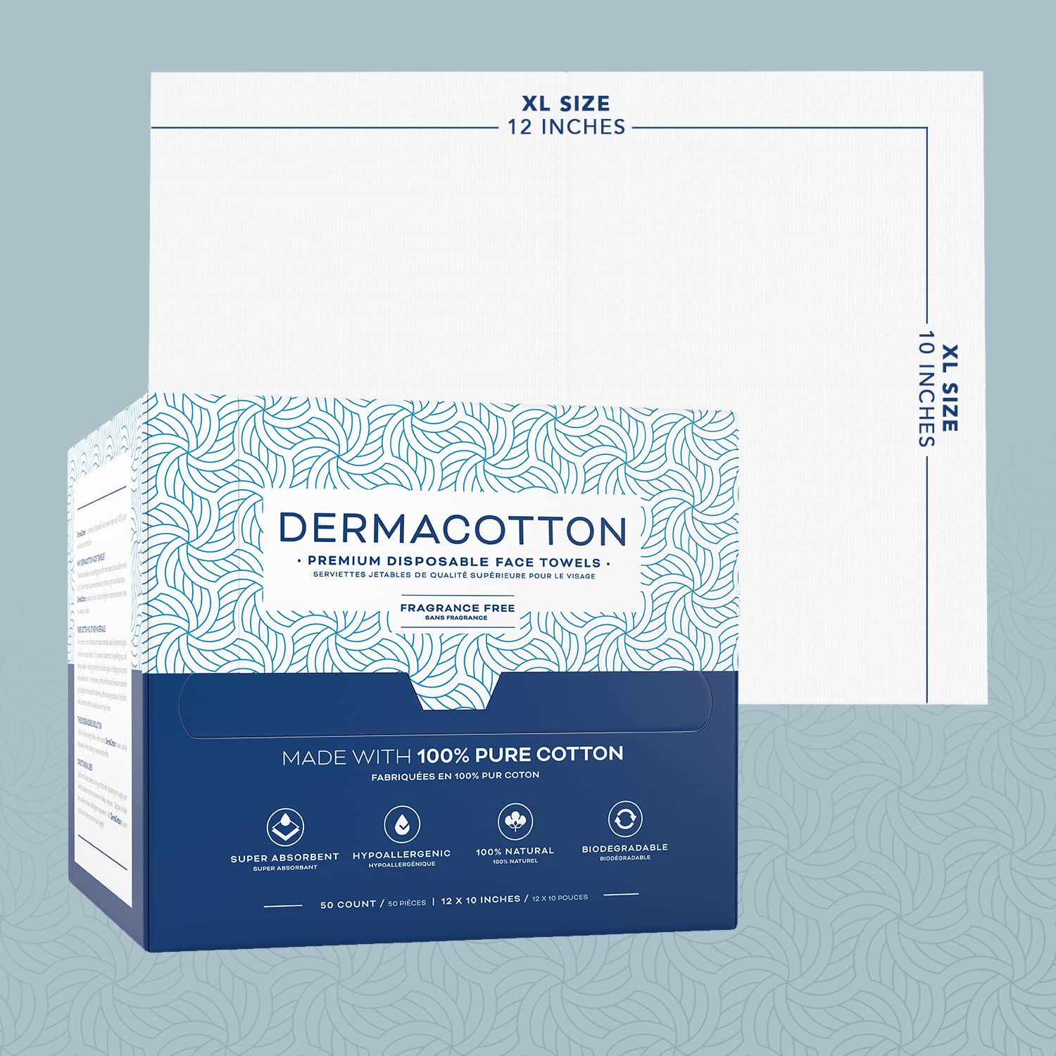 Dermacotton serviettes visage toutes peaux, nettoyage en profondeur sans irritations.