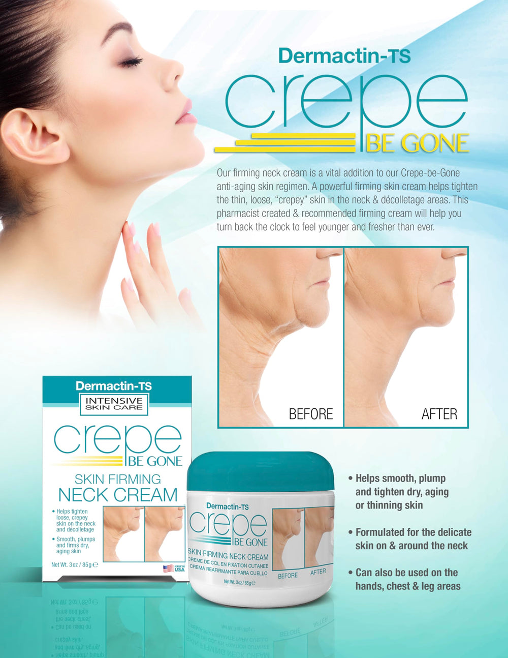 Emballage pratique du pot Dermactin Crepe Be Gone