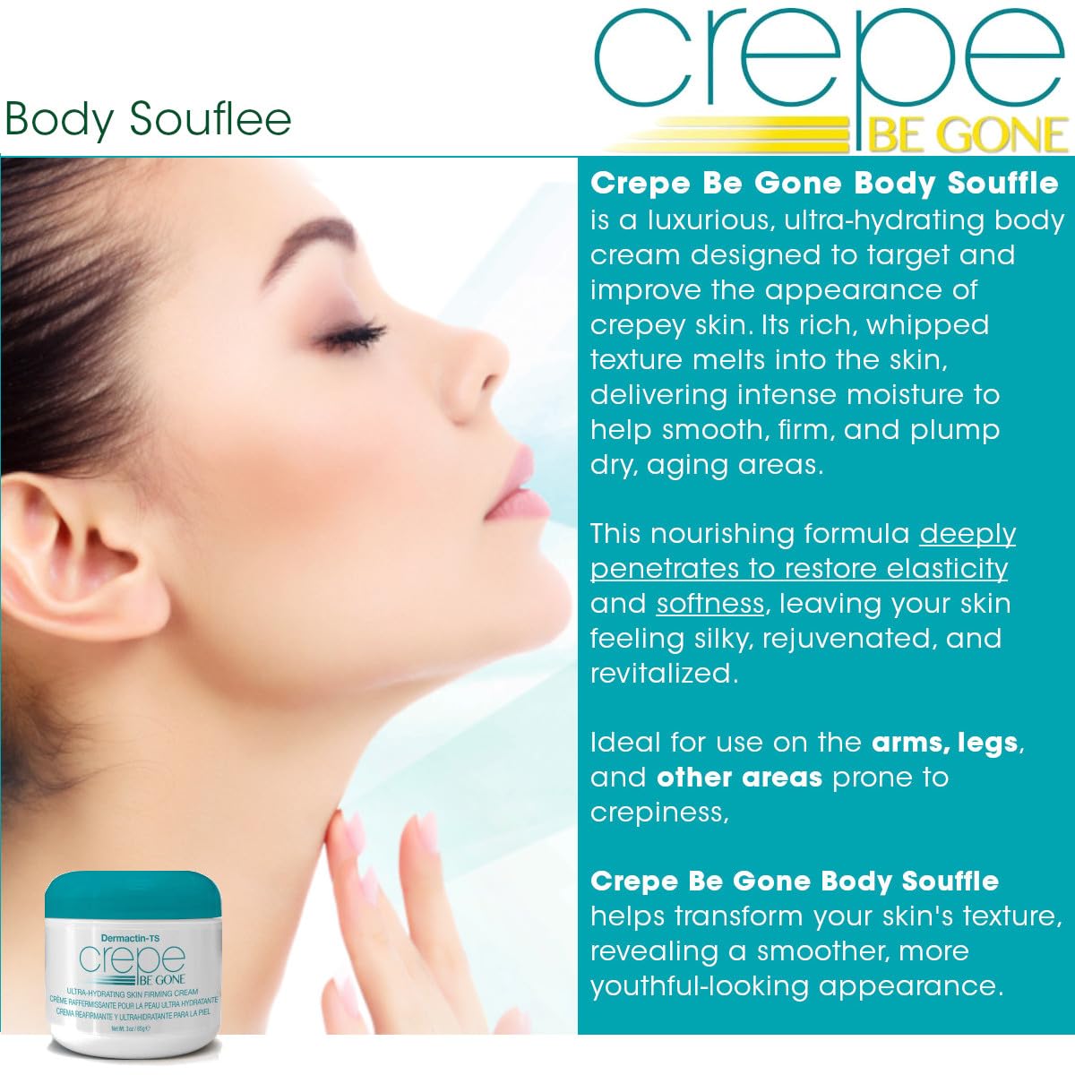 Dermactin Crepe Be Gone Souffle Corps hydratation profonde pour peau lisse