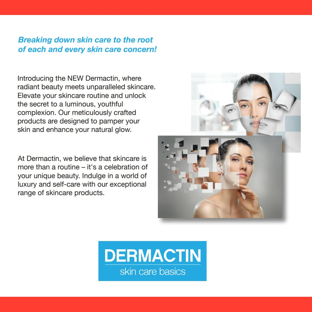 Dermactin packaging modernisé et design pratique pour utilisation quotidienne.