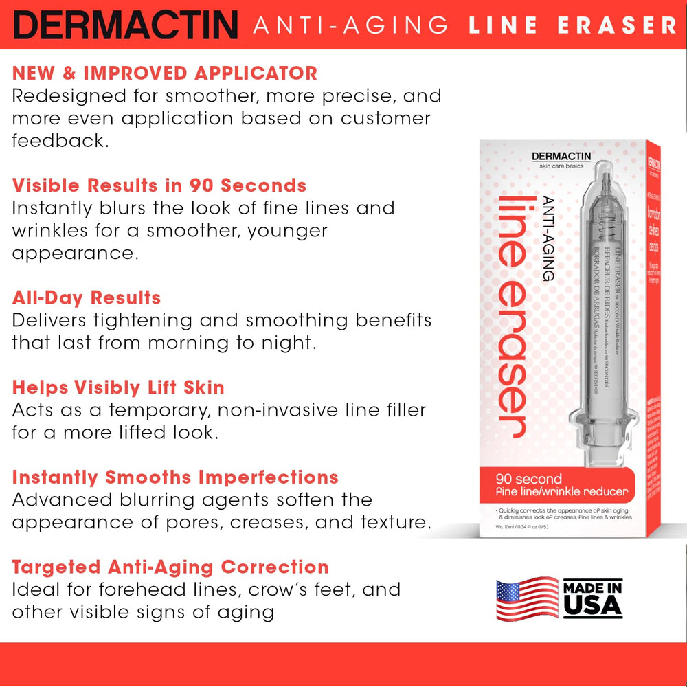 Dermactin ride front et pattes-d’oie visiblement améliorées après utilisation.