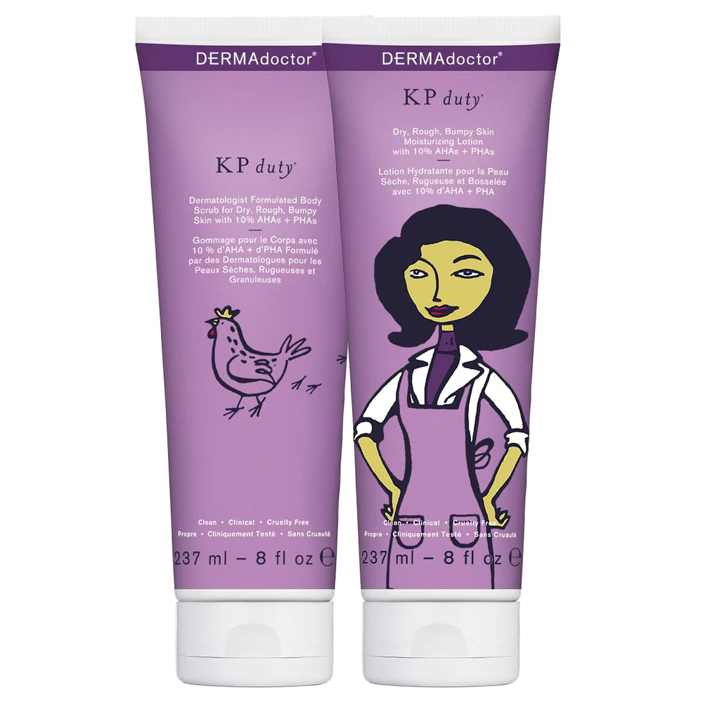 Peau visiblement plus lisse après utilisation du duo DERMAdoctor KP Bump Eraser.