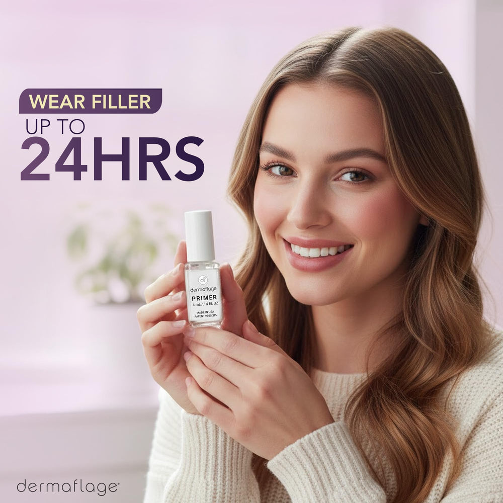Texture du primer Dermaflage sur peau, base légère et efficace.