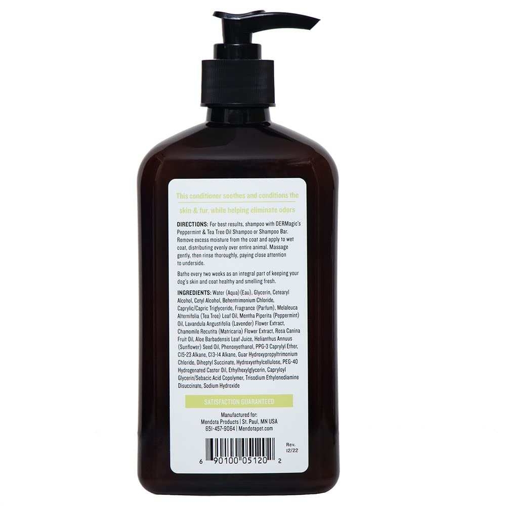 DERMagic shampoo menthe-poivree: mousse sur le poil, démêlage léger et fraîcheur.