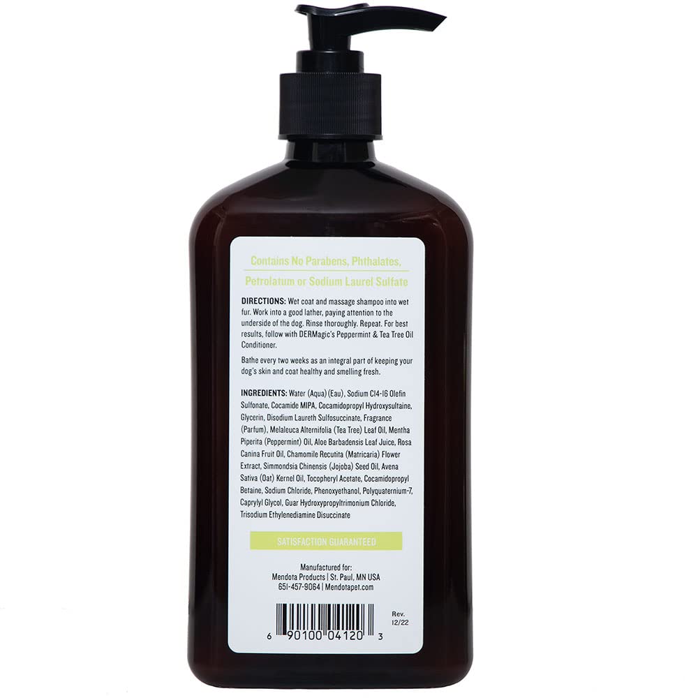 DERMagic shampoo menthe-poivree: pelage brillant après rinçage et peau apaisée.
