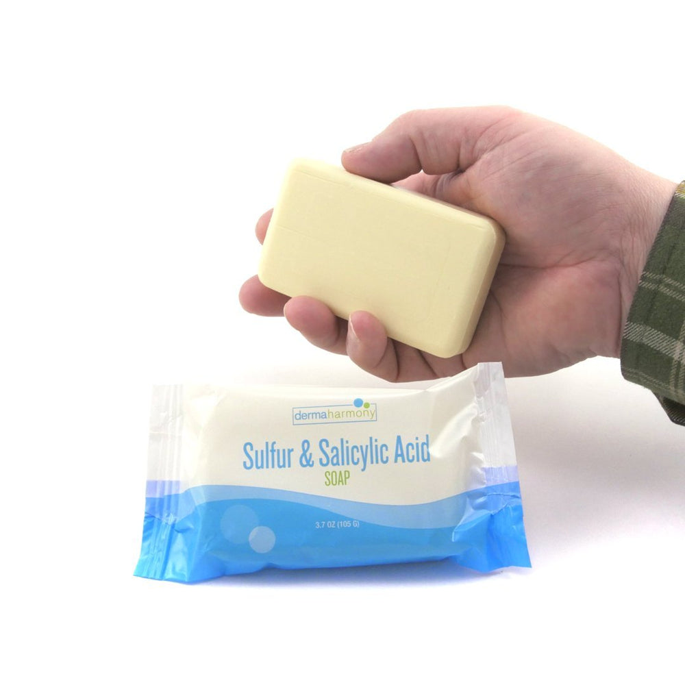 DermaHarmony barre sulfur-salicylique – utilisation quotidienne et mousse généreuse.