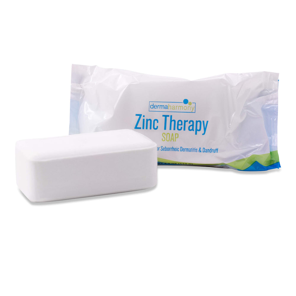 Savon DermaHarmony zinc 2% emballage clair pour peaux sensibles.