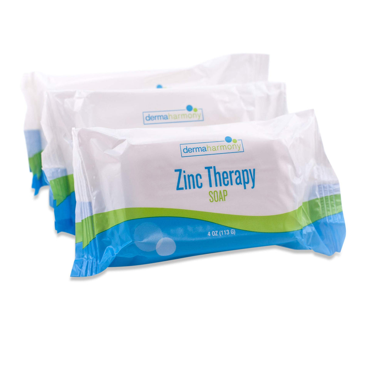 Savon DermaHarmony zinc pyrithione 4oz, ensemble de 3 barres, potentiellement apaisant.