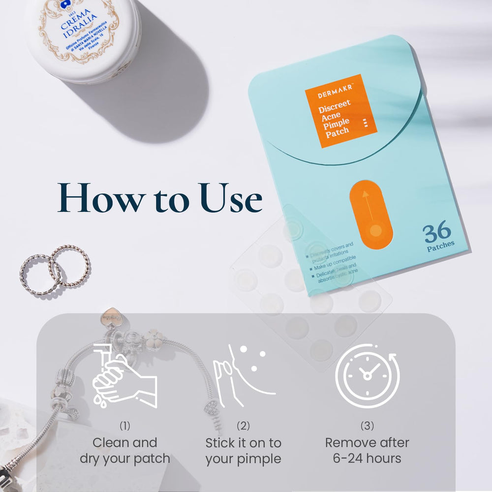 DERMAKR patch zoom bouton translucide: précision d'application sur le bouton.