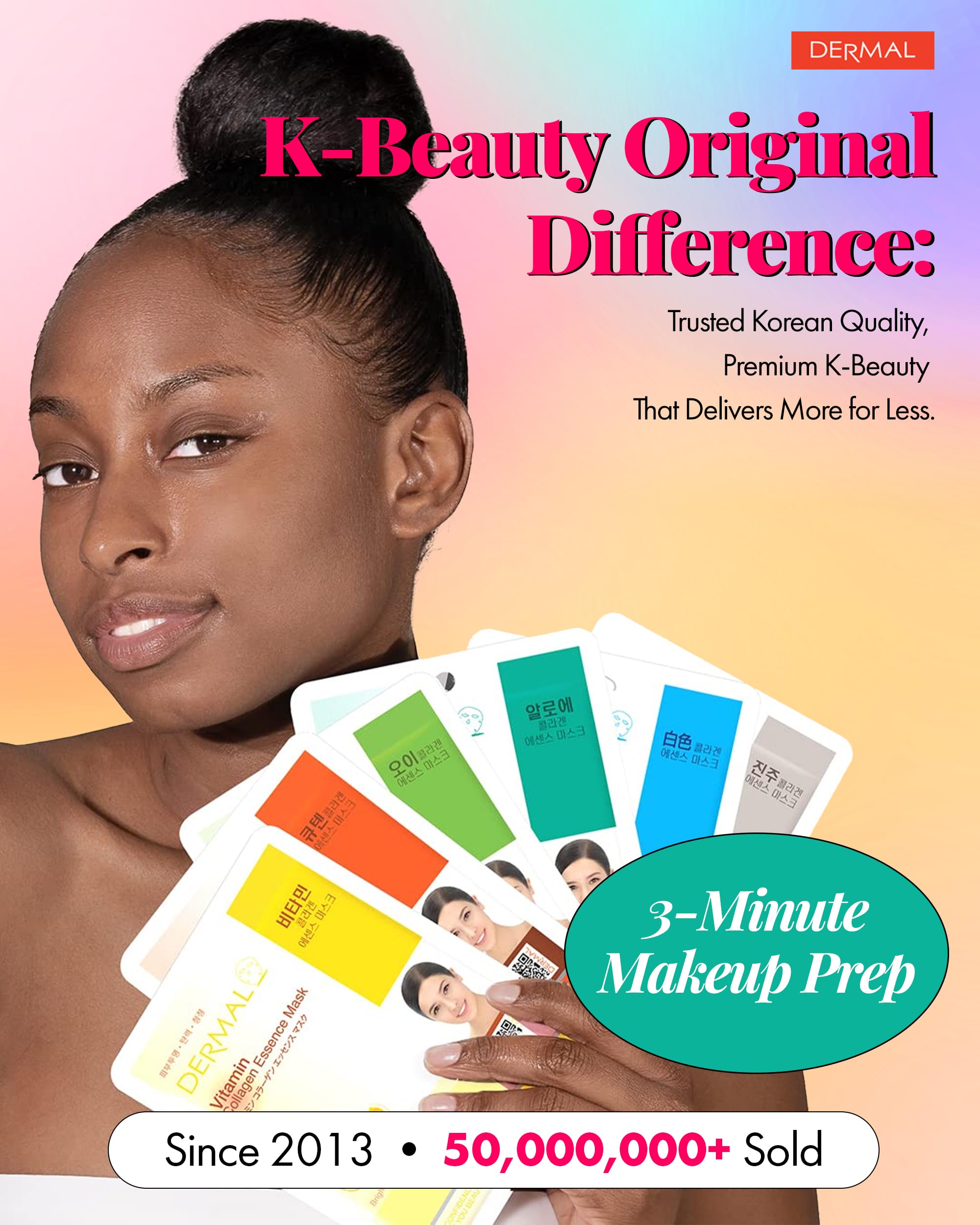 DERMAL 39 – masque visage en action, peau revitalisée après 15 minutes.