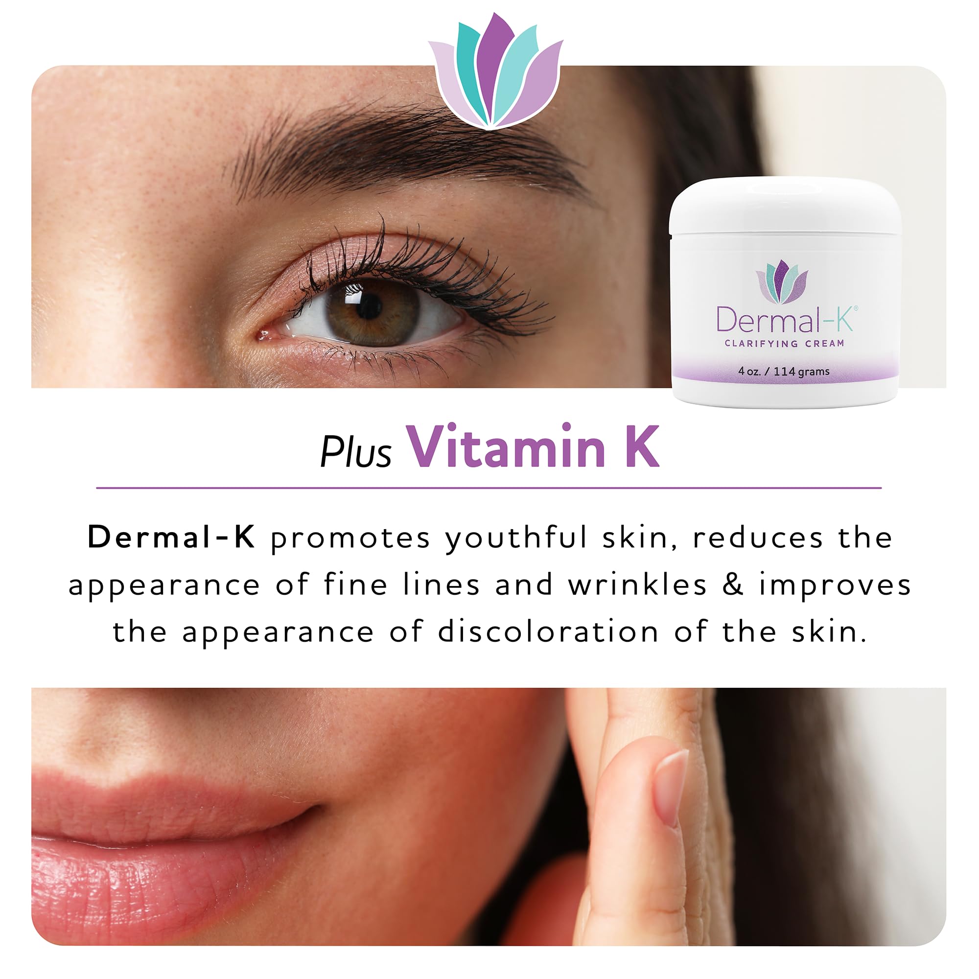 Dermal-K Crème Vitamine K – Étiquette sans parabènes et formulation sûre.