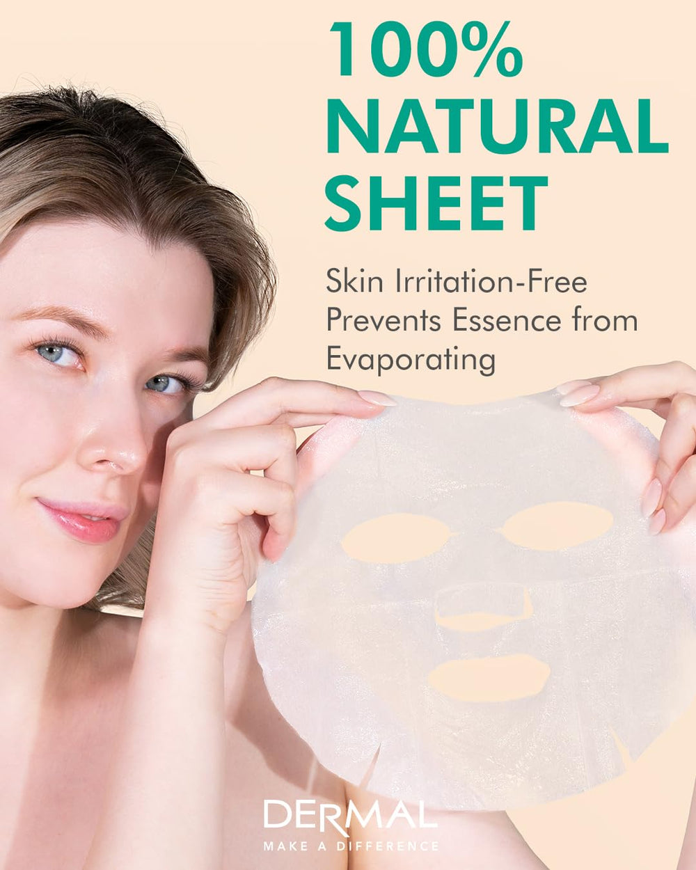 DERMAL masque aloé-collagène éclat et nutrition pour peau radieuse.