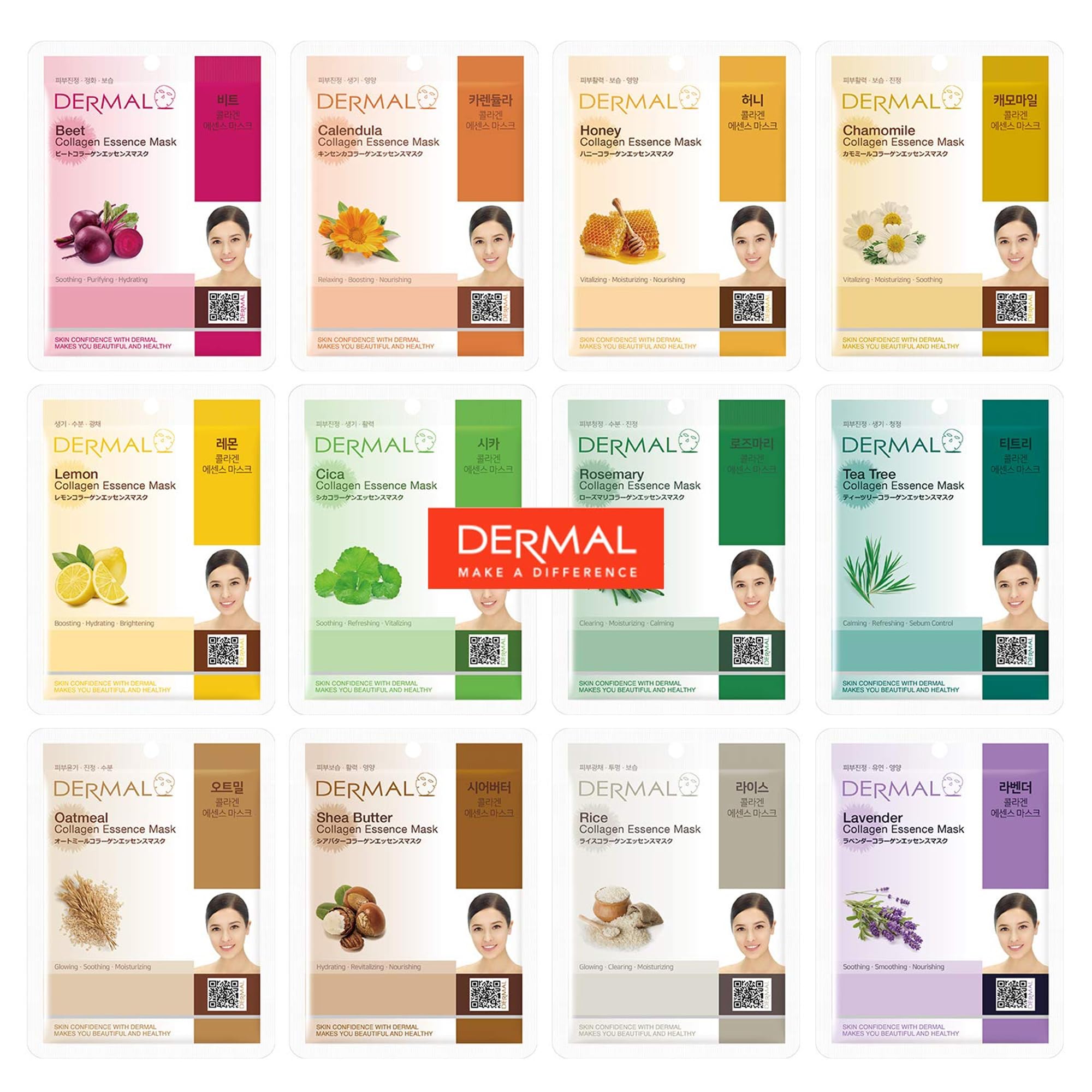 DERMAL masque coréen pack 12 hydratants apporte douceur et hydratation.