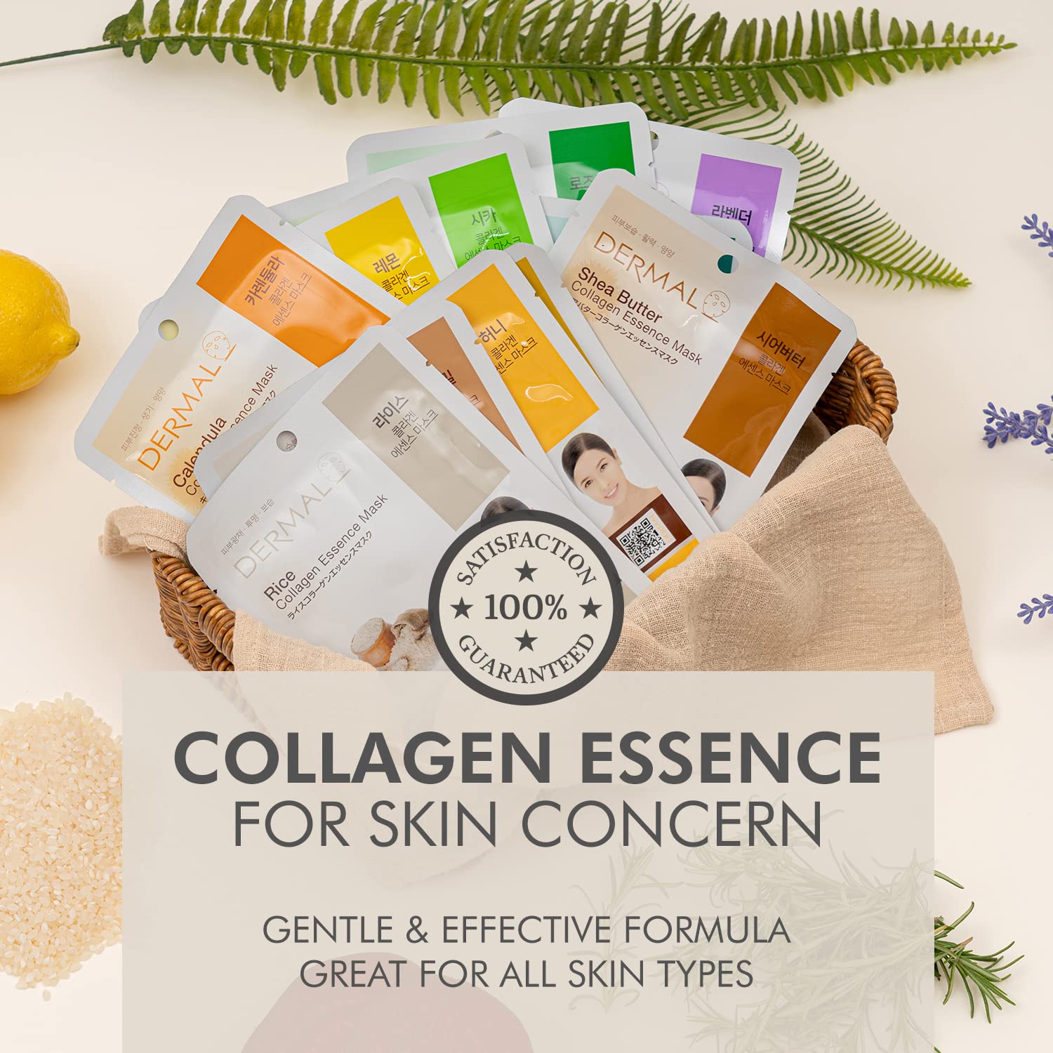 Dermal masque soin visage thé vert concombre apaisant