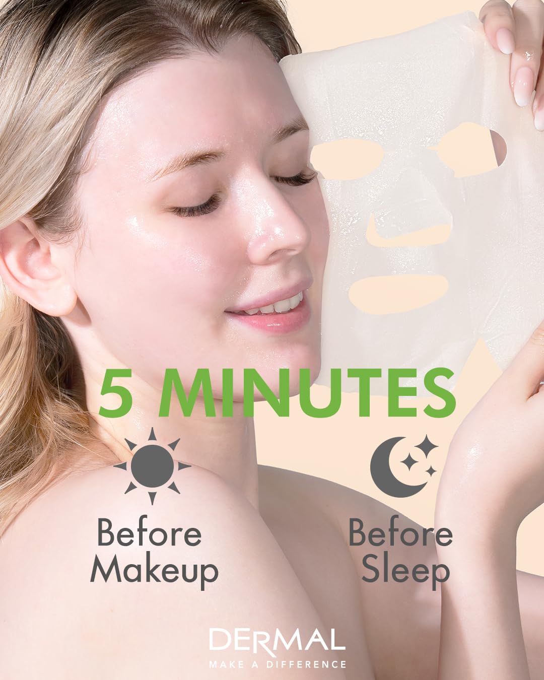 DERMAL pack10 masques – solution pratique pour une routine hydratante.