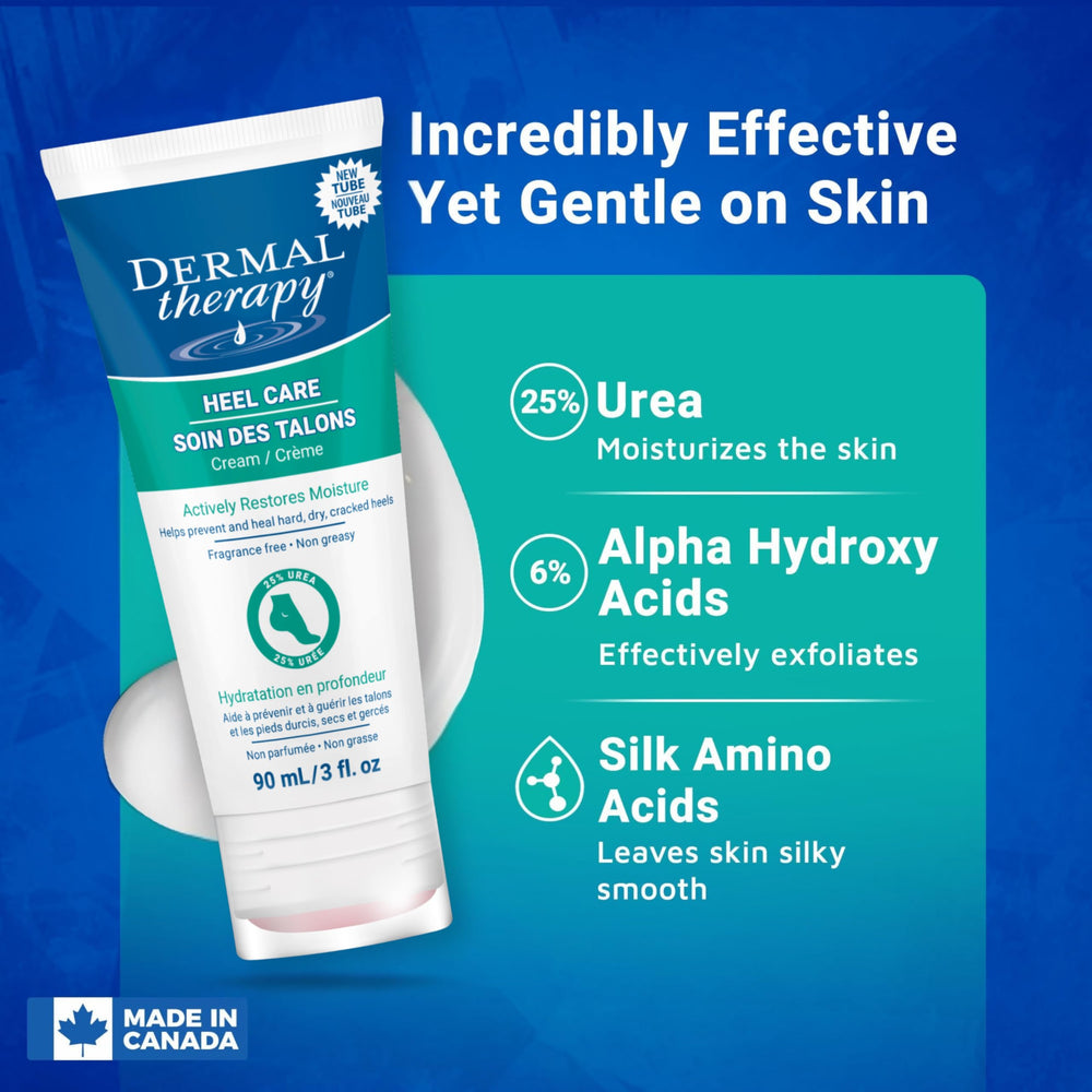 Dermal Therapy Crème pieds: exfoliation douce pour peau lisse.