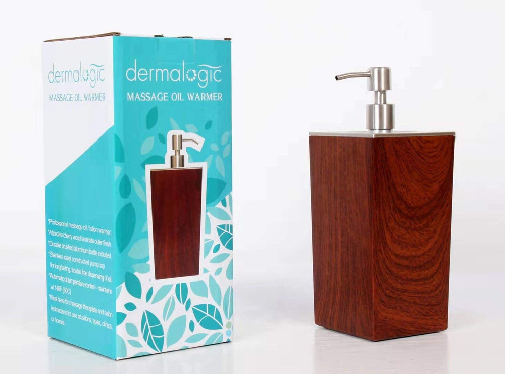 DERMALOGIC kit chauffe-huile avec pompe et bouteille, solution tout-en-un.