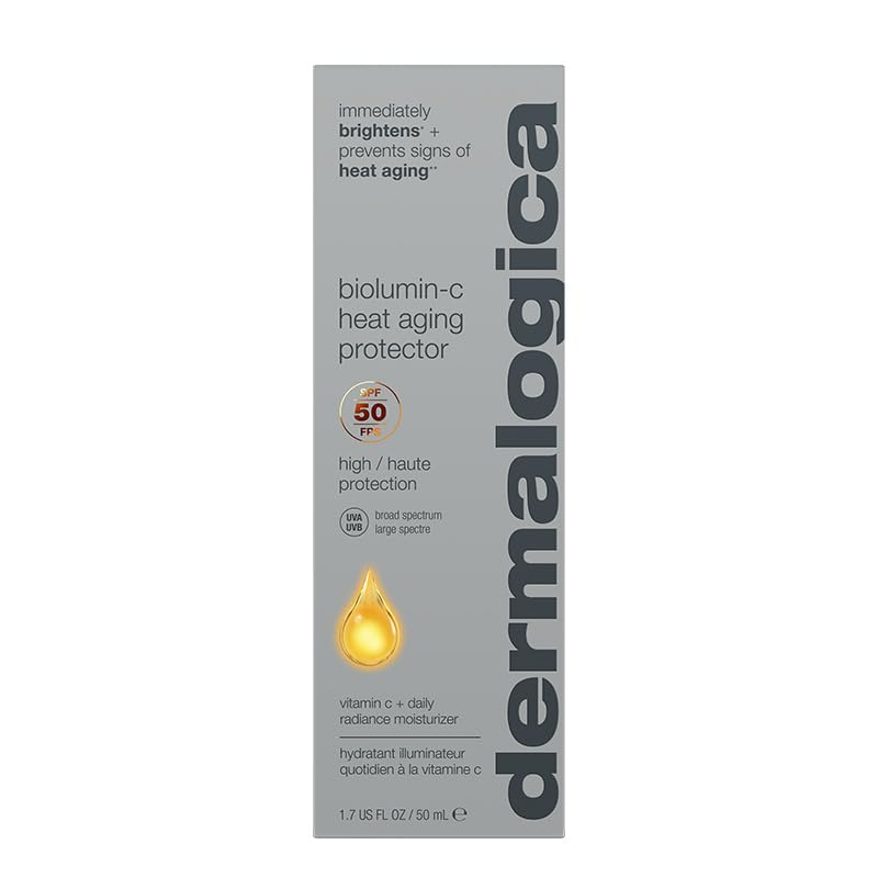 Dermalogica BioLumin-C Heat Aging Protector SPF 50 – emballage élégant, soin protecteur quotidien.